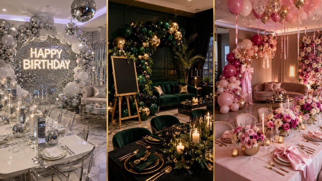 Silver Disco & Emerald Velvet Hen Decor