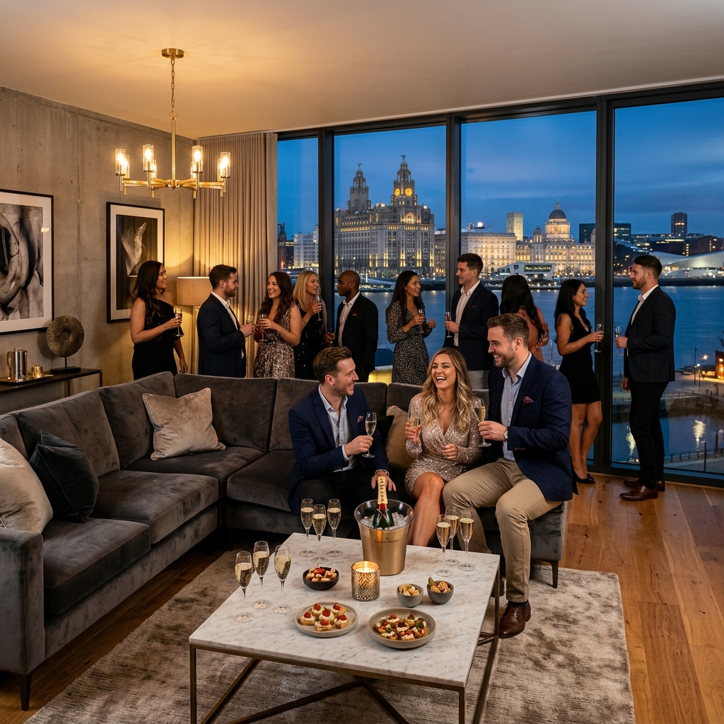 Luxury group celebration in a Liverpool city centre apartment
